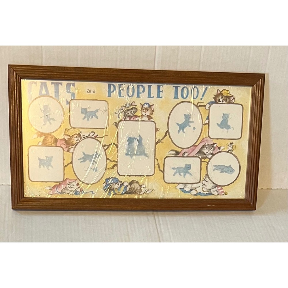 Vintage Cats Are People Too Framed Print Retro Kitten Wall Art Picture Decor